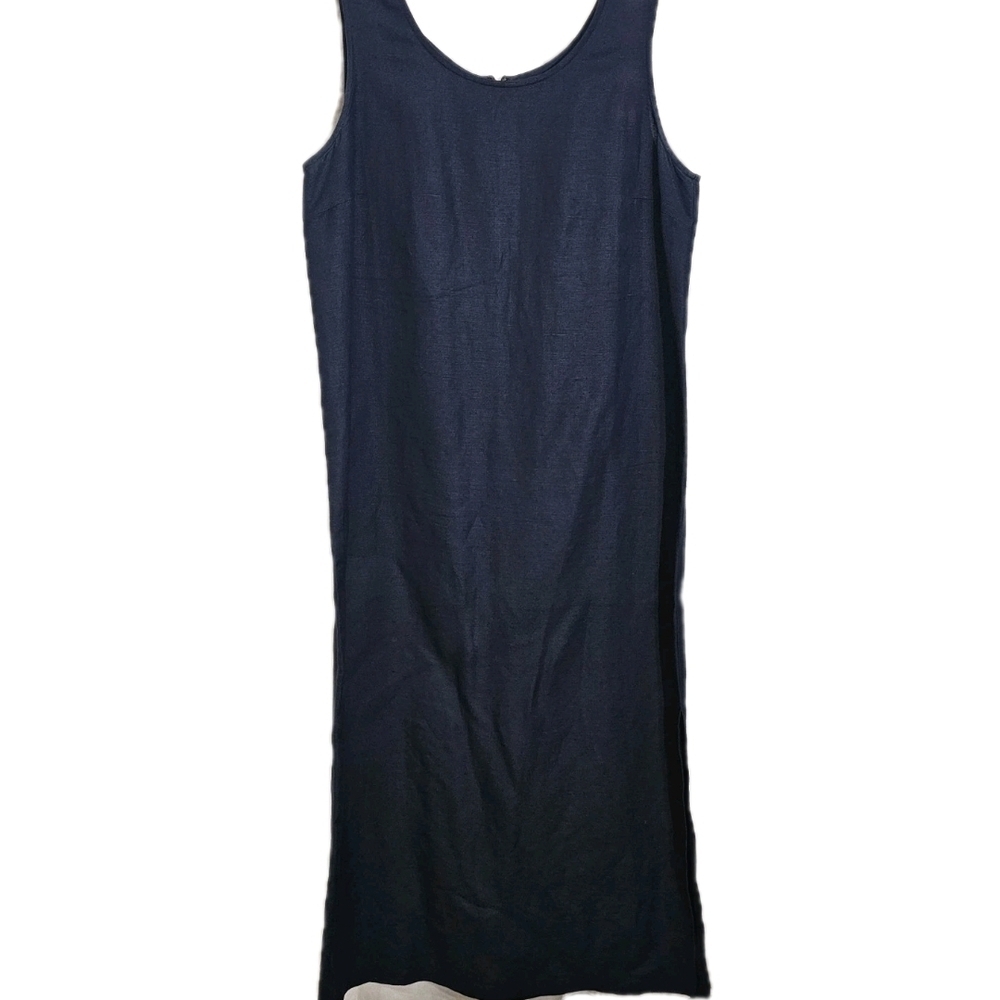 Maggy London Linen Rayon Blue 2 pc Jacket Career Work Maxi Versatile Dress  14 - Picture 5 of 16